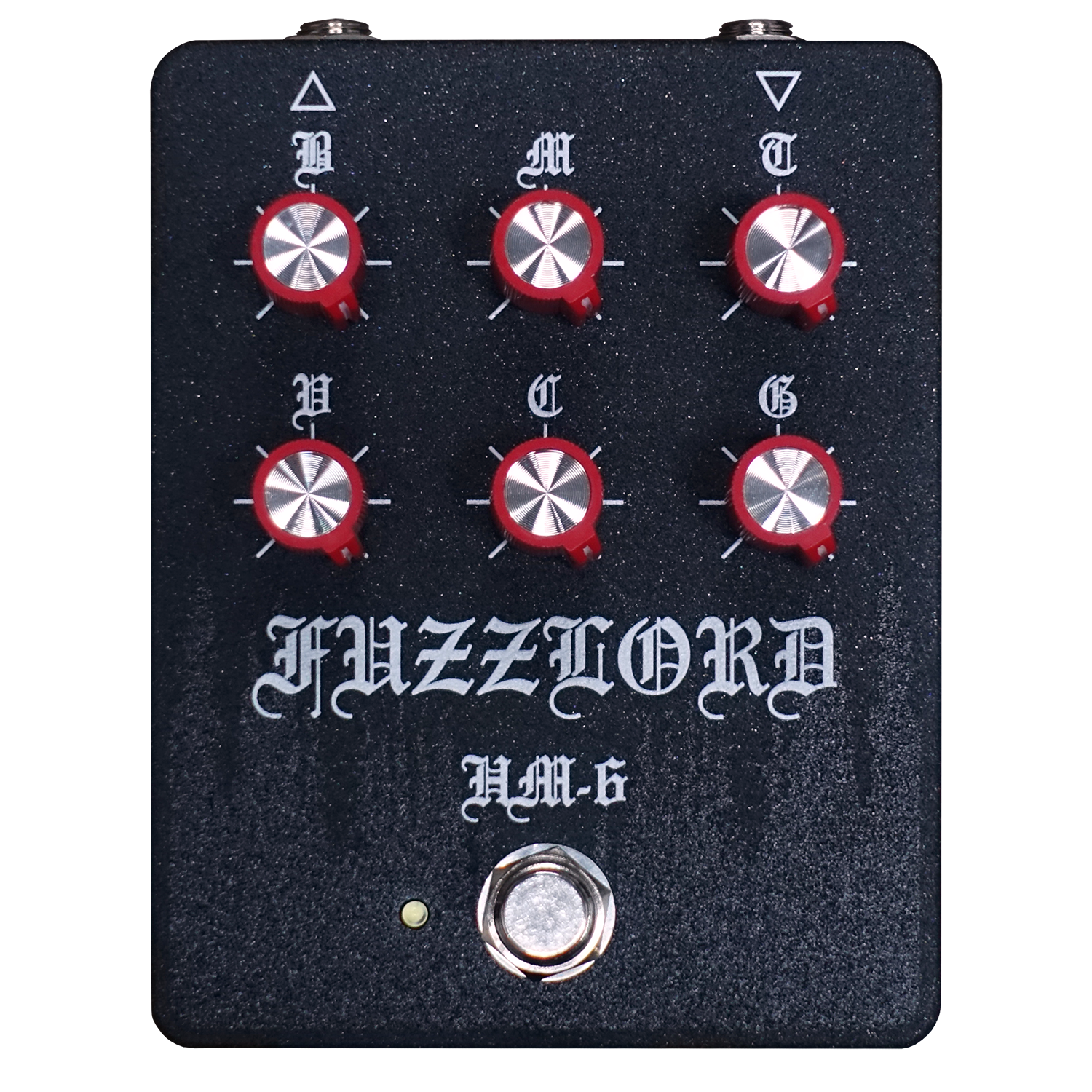 Black and red Fuzzlord distortion pedal based on HM-2