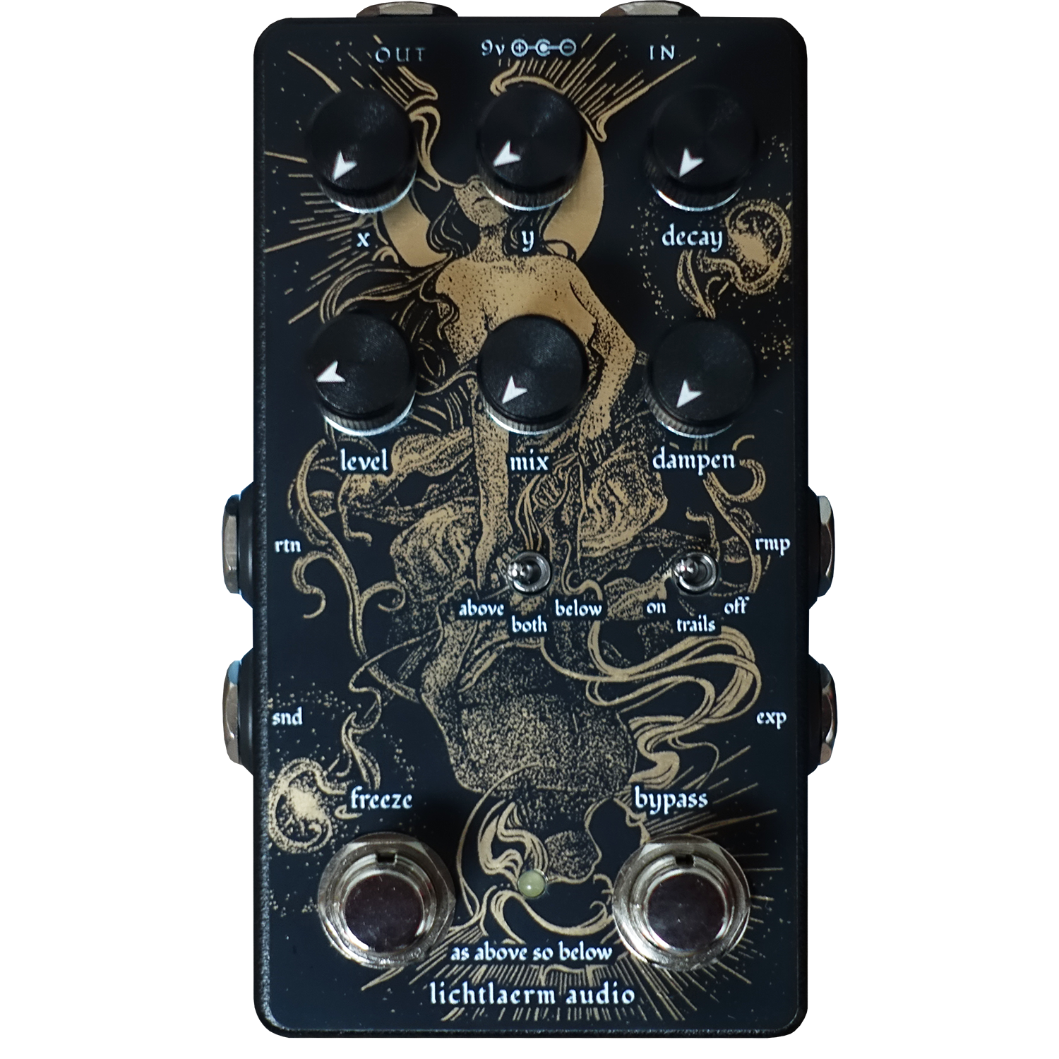 Black and gold Lichtlaerm As Above So Below Octave Reverb pedal for guitar