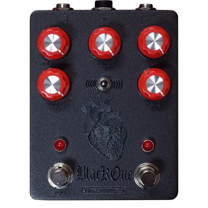 Black and red Dirty Sock Effects Black One Distortion + Fuzz Pedal for Guitars