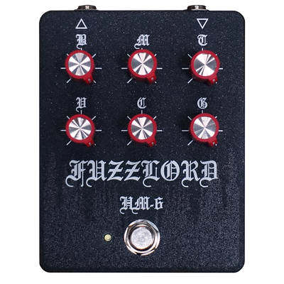 Black and red Fuzzlord distortion pedal based on HM-2