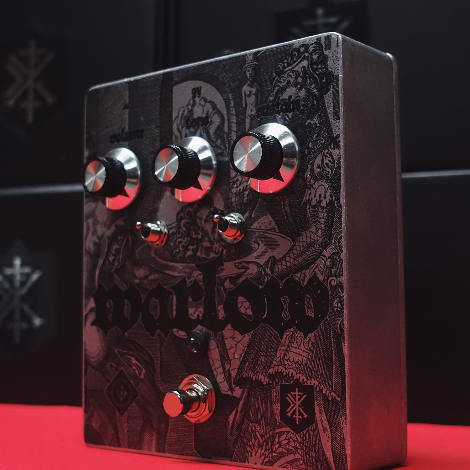 Jupiter FX Warlow Guitar effects pedal with intricate design and branding on a white background