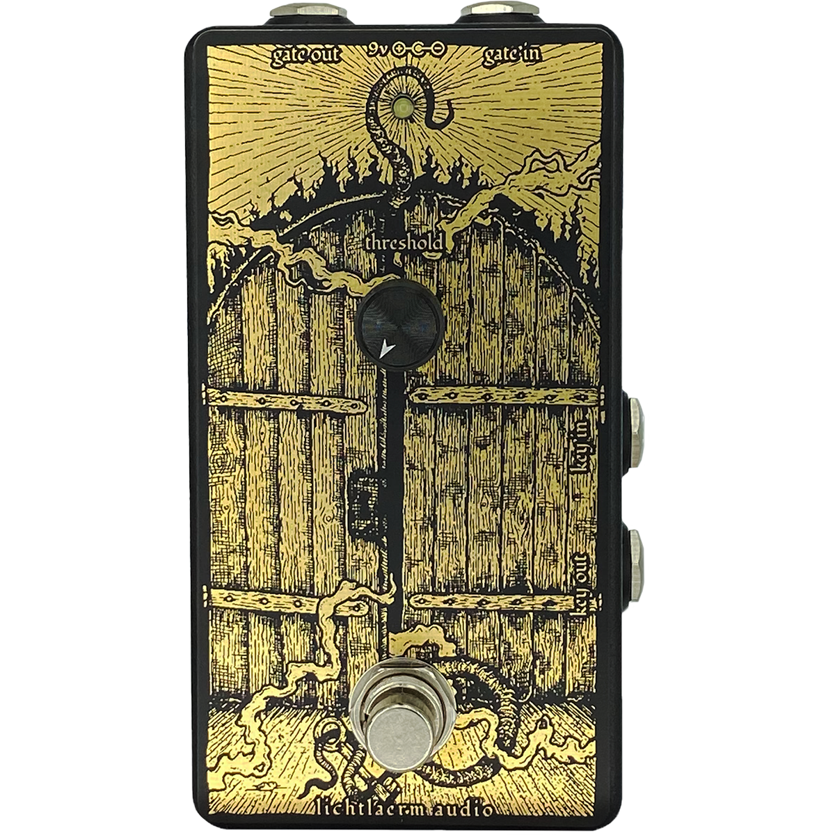 Black and gold Lichtlaerm The Key and The Gate Noise Gate pedal for guitars