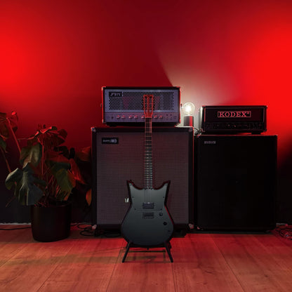 Black Kodex 6 string guitar with single bridge humbucker