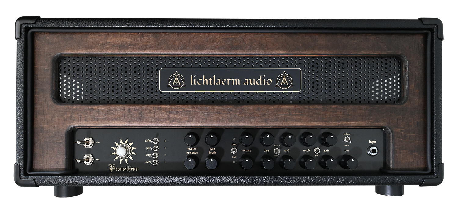 Pre-Order: Lichtlaerm Prometheus 2 Channel Tube Amp for guitars Black and Wood tone