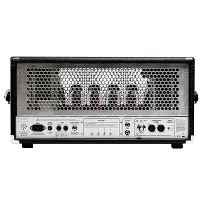 Back of Guitar amplifier head on a white background
