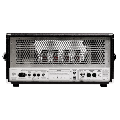 Back of Guitar amplifier head on a white background