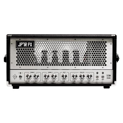Guitar amplifier head with 'JF1R FX' branding and silver panel on a white background
