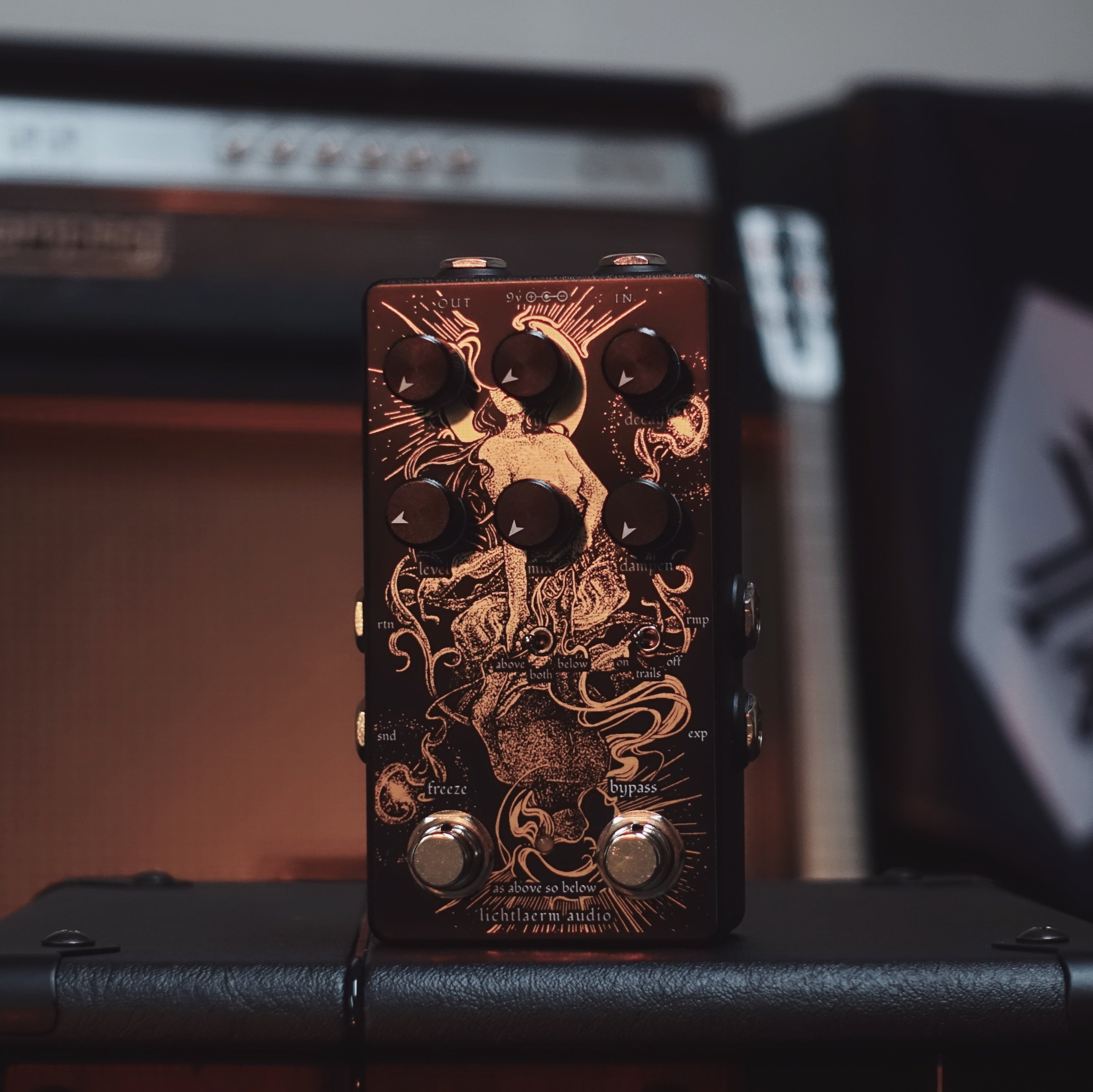 Black and gold Lichtlaerm As Above So Below Octave Reverb pedal for guitar at Cult FX HQ